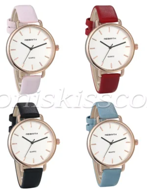 Women's Simple Ultra Thin Dial Leather Strap Precious Quartz Analog Wrist Watch